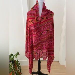 ISAAC MIZRAHI Live Oversized Scarf Shawl Wrap Geometric Southwestern Sheer